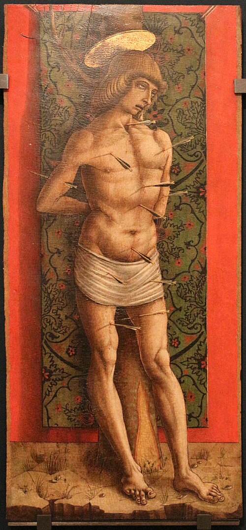Four Saints and Blesseds: Saint Sebastian, 1485, Carlo Crivelli