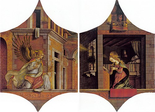 Altarpiece of San Domenico: The Archangel Gabriel and The Virgin Annunciate, 1482, Carlo Crivelli
