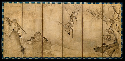 Paysage aux gibbons, 1570, Sesson Shukei