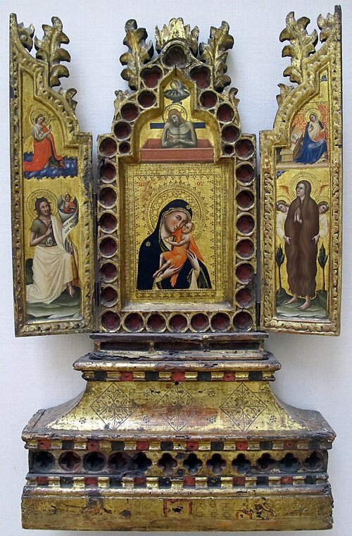 La Vierge et l'Enfant encadrés de saint Jean-Baptiste et Marie-Madeleine, 1360, Simone dei Crocifissi