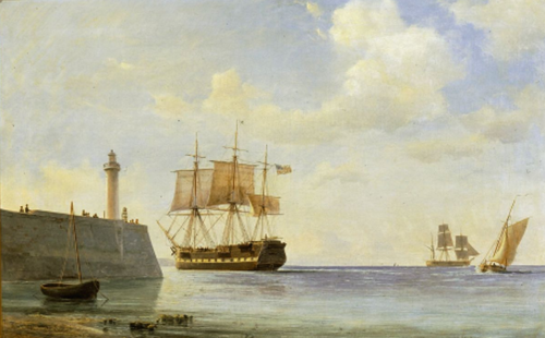 The Bavaria with France to port., 1860, Anton Melbye