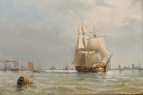 Shipping off a port., 1850, Anton Melbye