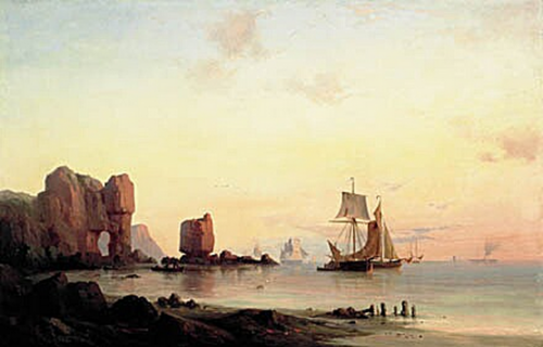 Coastal view, perhaps from Normandy., 1850, Anton Melbye