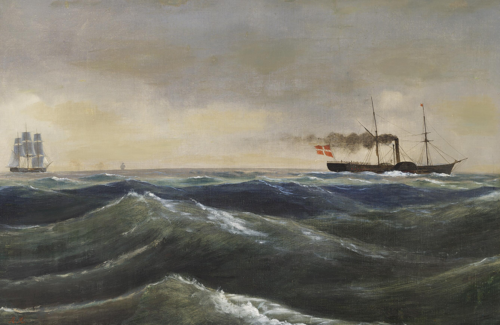 The paddle steamer Christian VIII., 1845, Anton Melbye