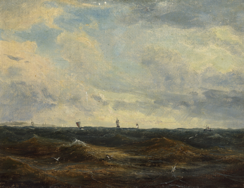 Ships at sea., 1850, Anton Melbye