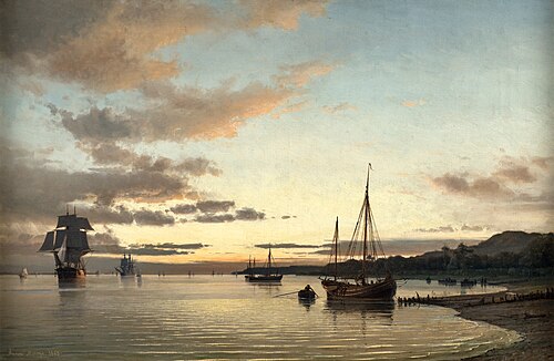 On the Elbe as evening falls., 1863, Anton Melbye
