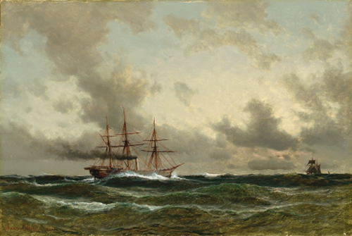 Ships at Sea., 1867, Anton Melbye