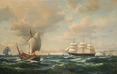 Sailing off the English coast, 1862, Anton Melbye