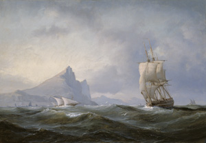 Sailing ship off Gibraltar, 1851, Anton Melbye