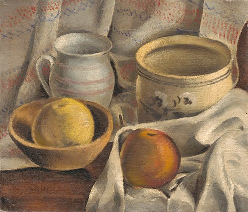 Still Life with Ceramic Pots and Apples, 1925, Mikulas Galanda