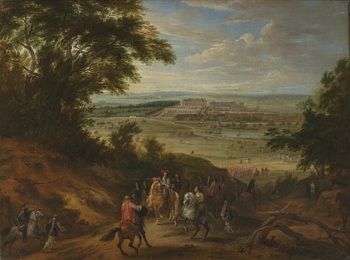 Vue du château de Versailles prise des hauteurs de Satory en 1664, 1664, Adam François van der Meulen