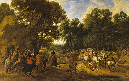 Bandits holding up Travellers, 1657, Adam François van der Meulen