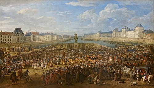 Louis XIV traversant le Pont-Neuf, 1666, Adam François van der Meulen