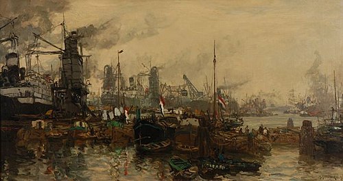 Graanelevatoren in de Maashaven, 1912, Johan Hendrik van Mastenbroek