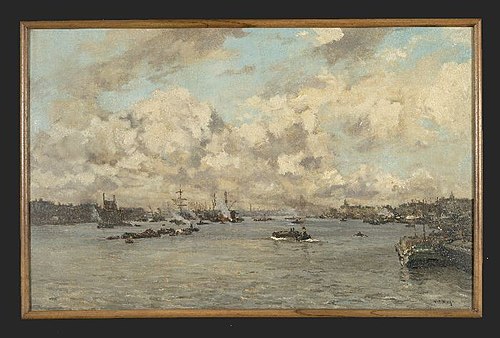 Gezicht op de Maas vanuit het oosten, 1911, Johan Hendrik van Mastenbroek
