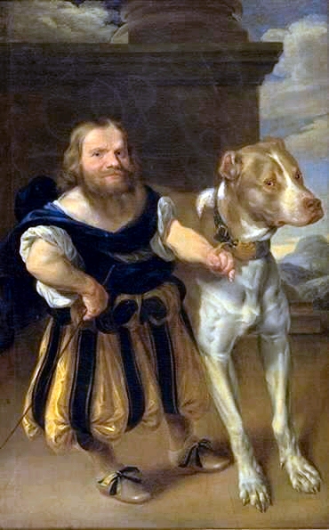 The Elector of Saxony's Italian Dwarf, Giachomo Favorchi with Princess Magdalene Sibylle's Dog, Raro, 1665, Abraham Wuchters
