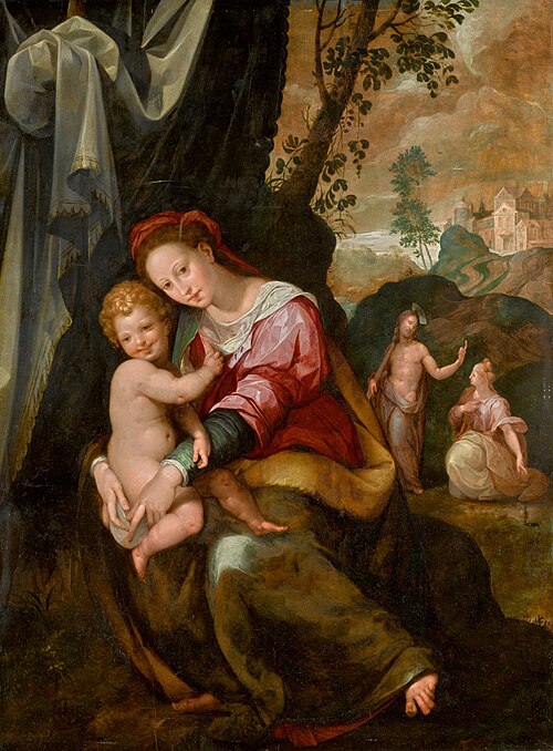 Madonna and Child, with Noli Me Tangere Beyond, , Girolamo Macchietti