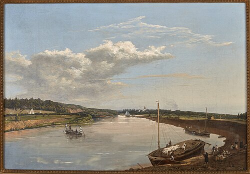View of Pożajście on the Niemen River, 1845, Wincenty Dmochowski