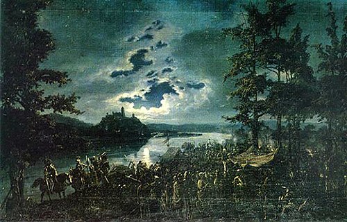 Crusaders attacking the Castle of Punia, 1837, Wincenty Dmochowski