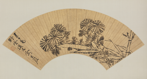 孙克弘墨菊扇页, , Sun Kehong