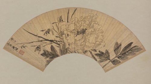 孙克弘牡丹扇页, , Sun Kehong