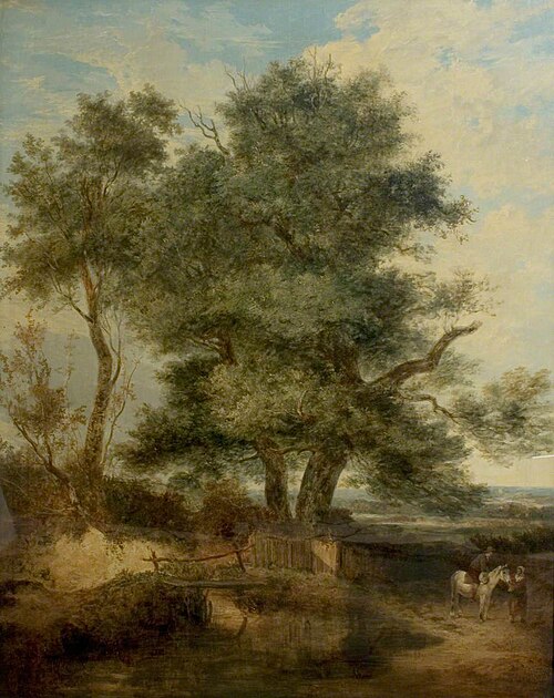 Trees by a Brook (The Willow Tree, a Horseman and a Woman on a Road), 1818, John Crome
