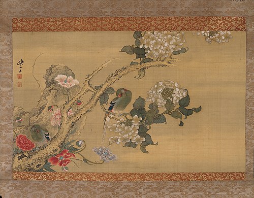 Parakeets among Hydrangeas and Poppies, , Sō Shiseki