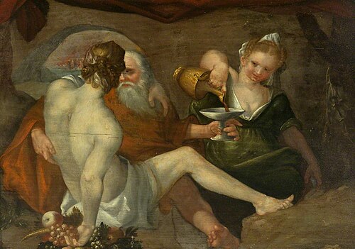 Lot and His Daughters, , Adam van Noort