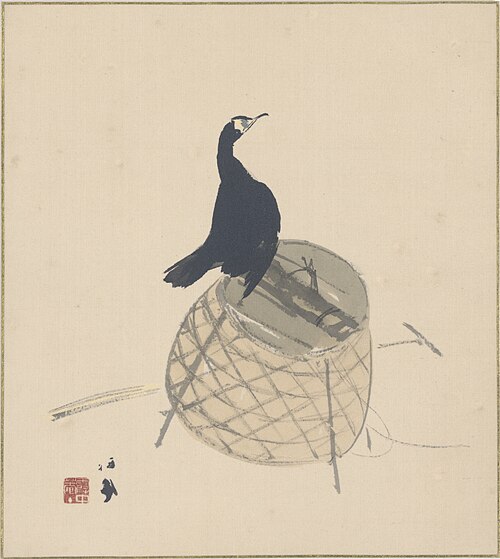 Cormorant on a Basket, 1925, Takeuchi Seihō