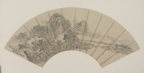 唐岱仿李营丘山水扇, , Tang Dai