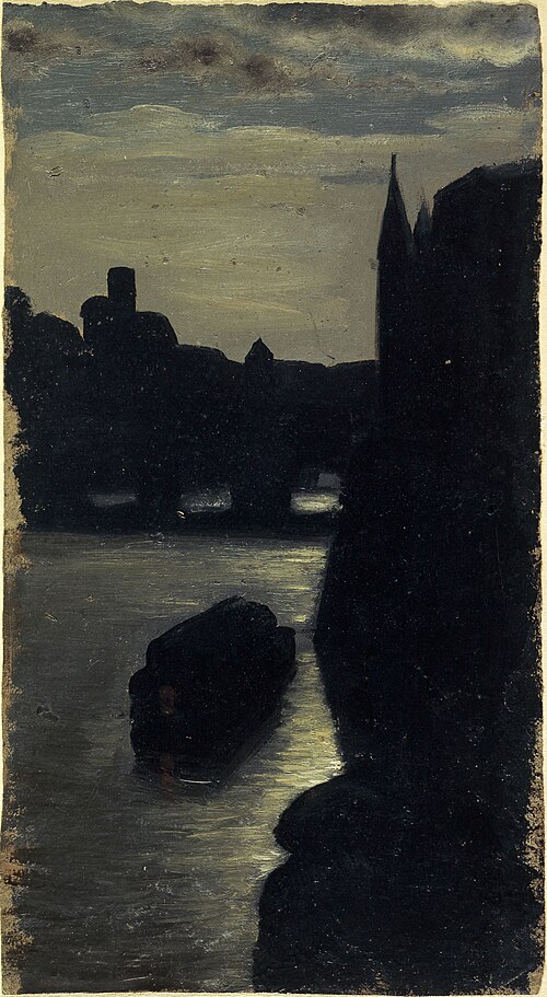 Les bords de la Seine, près du palais de justice, effet de nuit, 1870, Charles-Émile Cuisin