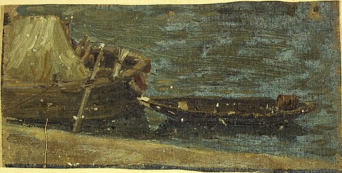 Bateaux amarrés, 1870, Charles-Émile Cuisin