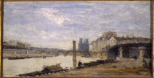 Le Pont de la Tournelle, l'Ile Saint-Louis et l'Estacade, vus de l'île Louviers, 1877, Charles-Émile Cuisin