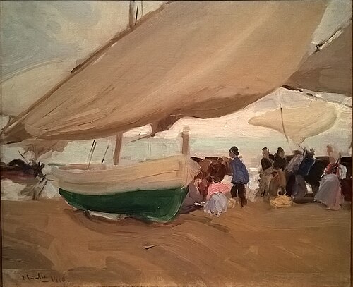 Boats and Fishermen, Valência, 1910, Joaquín Sorolla