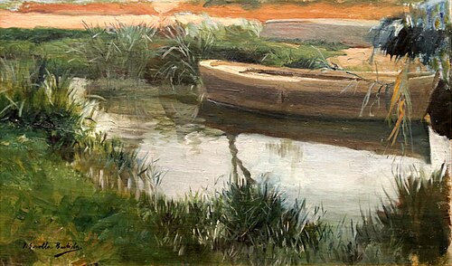 Bateau dans l'Albufera de Valence, 1895, Joaquín Sorolla