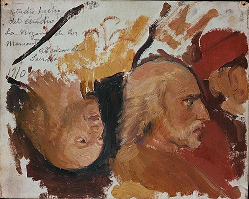 Columbus Leaving Palos.  Sketches after the Painting, La Virgen de los Navegantes, by Alejo Fernánde, 1909, Joaquín Sorolla