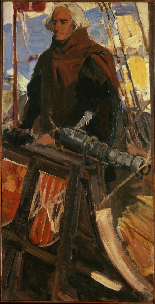 Columbus Leaving Palos (At the Gunwhale, with Falconet), 1909, Joaquín Sorolla