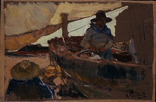 The Beach, Valencia (Fishermen), 1908, Joaquín Sorolla