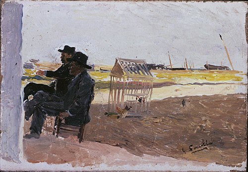 The Beach, Valencia (Two Men Seated), 1909, Joaquín Sorolla