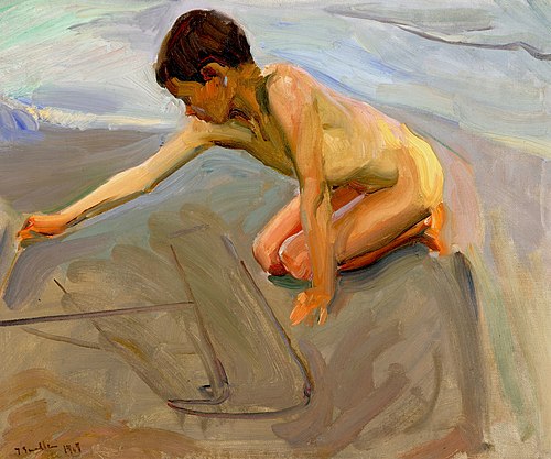 Drawing in the Sand, 1911, Joaquín Sorolla