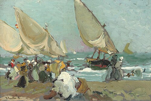 Boats on the beach of Valencia, 1907, Joaquín Sorolla