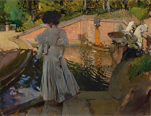 Maria looking at the Fishes. Farm, 1907, Joaquín Sorolla