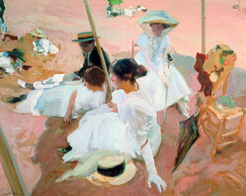 Bajo el toldo, playa de Zarauz, 1910, Joaquín Sorolla