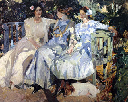 Mi mujer y mis hijas en el jardín, 1910, Joaquín Sorolla