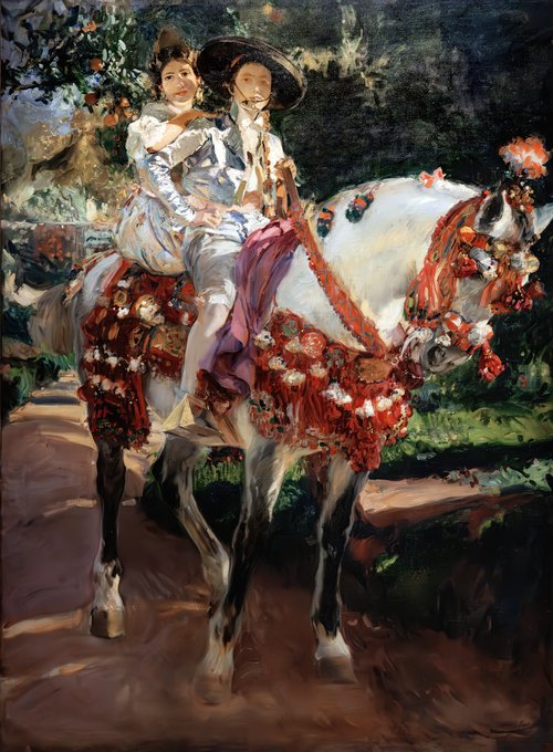 Portraits of Elena and Maria with Old-fashioned Valencian Costumes, , Joaquín Sorolla