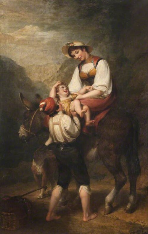 Woman on an Ass, with Children, , Henry Howard