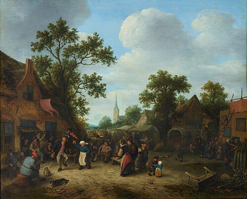 Village Festival with Dancing Peasant Couple, 1665, Adriaen van Ostade