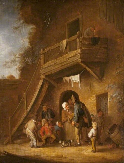 A Hurdy-Gurdy Player at a Cottage Door, , Adriaen van Ostade