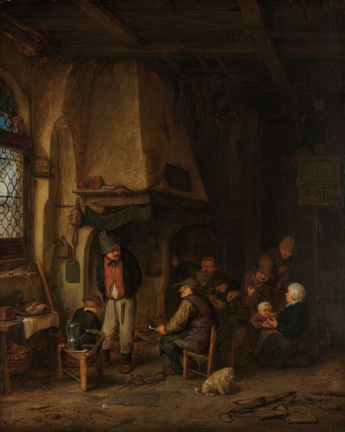 ‘The Skaters’: Peasants in an Interior, 1650, Adriaen van Ostade