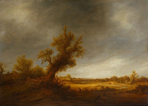 Landscape with an old oak, 1650, Adriaen van Ostade